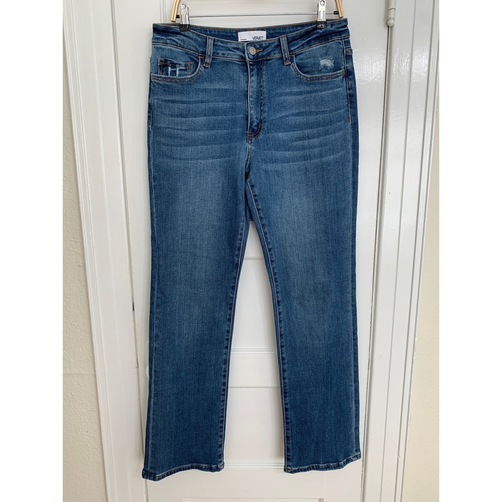 Vervet Blue Distressed Straight Leg Jeans 32 Inseam 32" Style V3205